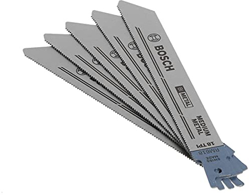 Bosch RM618 6-Inch 18T Metal Cutting reciprocating Saw Blades - 5 Pack, Blue
