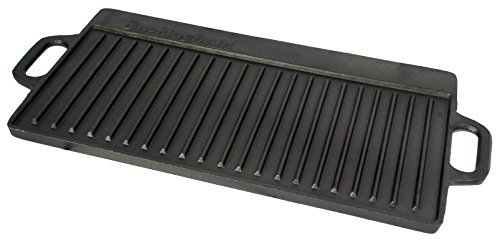 Buckingham Reversible Cast Iron Griddle Pan Pre-Seasoned Grill Plate with Handle Flat & Ridged Surfaces for BBQ Grilling Oven Safe Gas Ceramic Induction Hob Compatible 50 cm