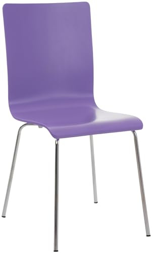 CLP Silla de Espera Pepe I Silla para Visitas con Asiento de Madera I Silla de Conferencia con Soporte Metálico Estable Color:Violeta