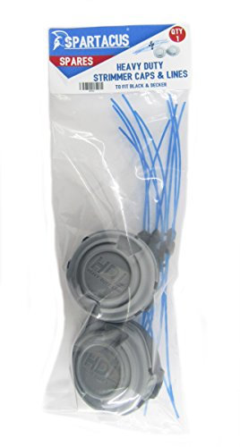 Spartacus Strimmer Heavy Duty 2x Cap Cover + 10 Lines Fits Black & Decker A6489 GL7033 GL8033 GL9035