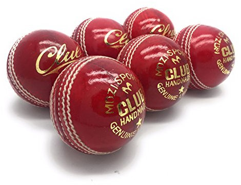 Mozi Sports® , Herren, per Hand genäht, Club, Kreis, Cricket-Ball, hochwertig, Senior, offizielle Bälle, Set aus 6 Stück, Geweicht: 156 g