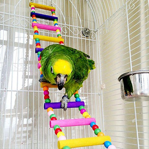 Gemini_mall® Wood Climbing Ladder Toy for Bird Parrot Budgie Parakeet Cockatiel Macaw African Grey Cockatoo Rat Gerbil Mice Chinchilla Guinea Pig Squirrel Cage Perch (56cm/22inch)