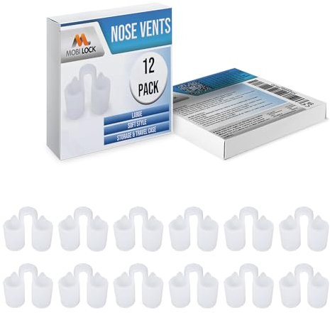 Nasendilatator zur Entlastung der Nasennebenhöhlen (12er-Pack in Groß) Weiche Ventile - Eine einfache Lösung für Schnarcher - Wiederverwendbares Schnarchgerät von Mobi Lock