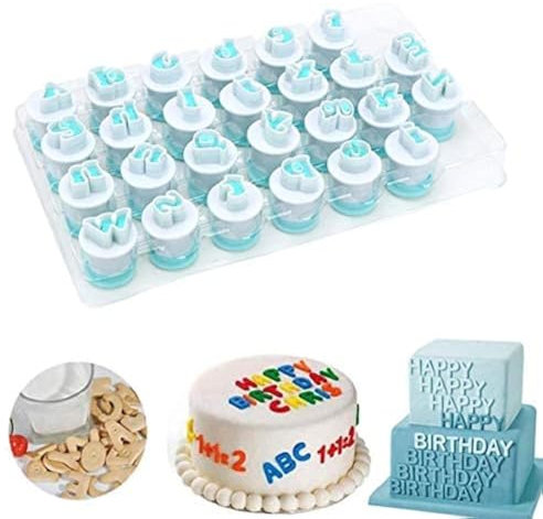 Techson 26 PCS Capital Letter Cookies Cutter, Mini Plastic Alphabet Fondant Cake Biscuit Plunger Mold, Baking Accessories Set (Lowercase Letters)