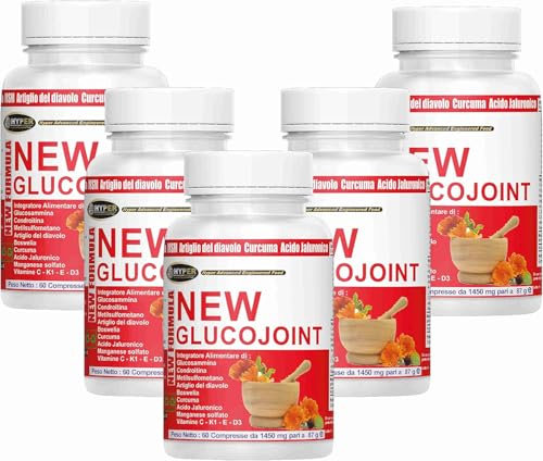Hyper Integratore per Articolazioni, Cartilagine ed Ossa Glucojoint | con Glucosamina Condrotina MSM, Artiglio del Diavolo Forte e Acido Ialuronico | 5x60 Compresse Made in Italy