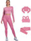 DONYKARRY Damen 3-teiliges Nahtloses Trainingsanzug Yoga Outfit Jogginganzug Set Freizeitanzug（Rosa,L）