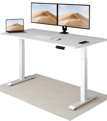 Desktronic HomeOne Standing Desk – 160 x 80 cm Height Adjustable Desk with Electric Dual Motor, Touchscreen Controller & Integrated USB/USB-C, 3 Memory Presets