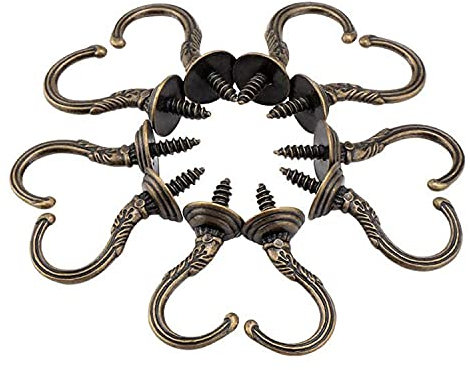 RoserRose 10 Stück Vintage Carving Schraubhaken, schlüsselhaken vintage,Tassenhaken, Schlüssel haken, Wand Deckenschraube Haken, Schraubhaken Legierung, Kann drinnen und draußen verwendet werden