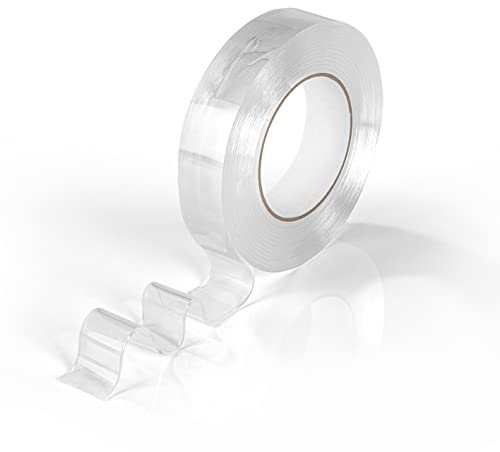 EASYmaxx Doppelseitiges Klebeband transparent 5M | abwaschbar, wiederverwendbar, rückstandslos zu entfernen | für Teppiche, Wandbilder, Fotos, Bilderrahmen, Deko u.v.m