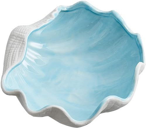 Disoza Groß Muschel Schale Schmucktablett Muschel 17 * 18 * 6cm Dekoschale Schmuck Deko Tablett Keramik Schlüssel Ablageschale Teller Speiseteller Porzellan Desserttelle Flur Schlüsselablage