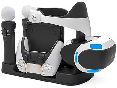 ZahoTse PS5 Move Game Handle Multifunktions-Ladegerät Base VR Brille Host Storage Bracket Zubehör (Schwarz HBP-265