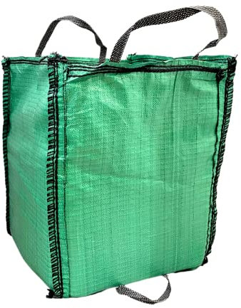AirTech-UK Green Garden Waste Bags 120 Litres (45 x 45 x 56) cm Industrial Woven Polypropylene Material Eco-Friendly Heavy Duty Green Waste Bags for Lawn and Garden (1 X Waste Bag)