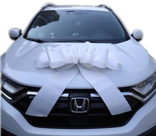 Chexin Fiocco Bianco Gigante per Matrimoni Auto, Happy Birthday, Nastro Regalo Grande XXL 76 cm / 30, Enorme Fiocco Bianco per Auto, Maglia Grande, per Bicicletta e Fiocco con Nastri da 185 cm