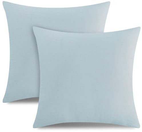 ATsense 2er Set Kissenbezug 80x80 cm - 100% Gewaschene Baumwolle, Blau Kopfkissenbezug mit Reißverschluss, ÖKO-TEX Zertifiziert Weich, Nicht Lleicht Verformbar