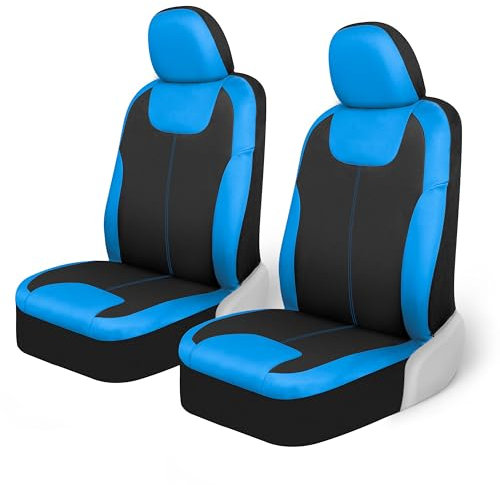 Motor Trend Blue/Black Waterproof Seat Covers for Front Seats – Premium Neoprene Blue Seat Covers, Car Seat Protectors with Removable Headrest, Interior Covers for Auto Truck Van SUV Seat Protection