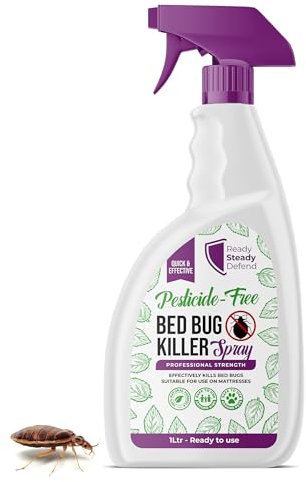 Bed Bug Killer Spray 1L | Non-Toxic Plant Based Solution for Bugs, Eggs, Nymphs and Larvae | Complete Bed Bugs Treatment Bug Spray for Mattresses, Bedding & Carpets | Non-Staining & Low Odour