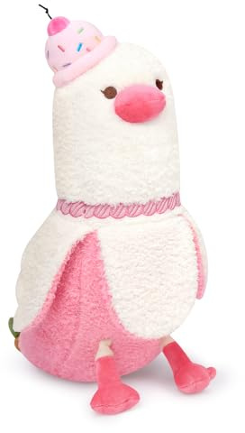 shownicer Peluche a banana, anatra, anatra, peluche Kawaii, anatra, cuscino in peluche, regalo per adulti, bambini di 3 anni (rosa ciliegia, 50 cm)