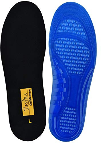 TIESTRA Cushion Gel Shoe Inserts for Men Providing Shock Absorption for Feet Relief, Comfort Memory Foam Sport Running Insoles,Arch Support Innersoles for Work Boot,Trim to Fit,Size US8-12 Black L