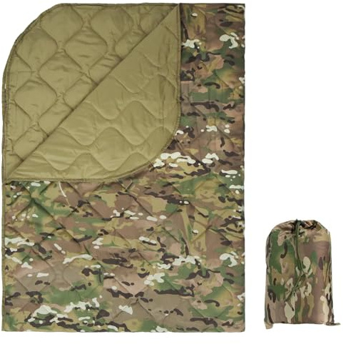 FYRTA Poncho Liner, Campingdecke Outdoor 150X200cm, wasserdichte Picknickdecken Camouflage, Jagd Decke Winter für kaltes Wetter, Picknick, Strand, Garten, Shelter-CP