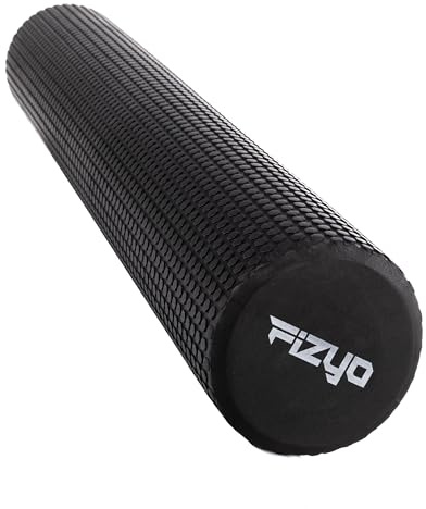Fizyo Rullo per massaggio, Rullo in schiuma EVA per yoga, pilates, fitnessuno, riabilitazione, rigenerazione muscolare, allevia il mal di schiena, le gambe, la fascia (Nero, 90x15 cm)