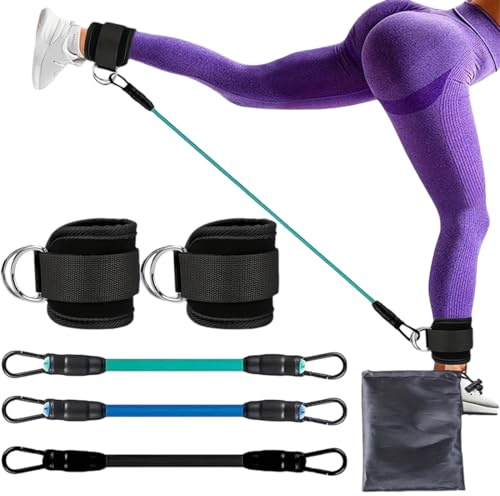 Fasce per Caviglie per Allenarsi, Elastici Fitness, Cavigliere Cavi Palestra, Fasce di Resistenza alla Caviglia, Cavigliere Puleggie con Doppio D Anello, per Allenamento Glutei Esercizi Gambe