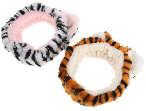 Mobestech Bandeau Élastique en Peluche pour Soins du Visage 2 Pièces Oreilles D'animaux, Ajustable et Confortable, pour Spa et Maquillage Féminin