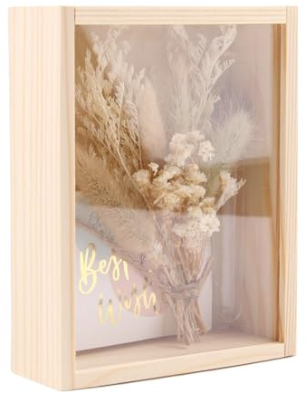 CYIOU Set Juego de Regalo Dinero Regalo Dinero Boda Regalos Boda Para Novios Caja Regalar con Caja Madera Tarjeta de Felicitación Flores Secas Tubo Plastico (Beige) (4)