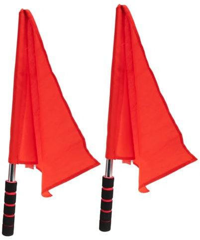 GALPADA Bandiere di Segnalazione Manuali da 2 Pezzi Manico in Acciaio Inox, Bandiere Arbitro Rosse per Gare Sportive e Segnalazione Stradale, Resistenti e Facili da Impugnare per Arbitri