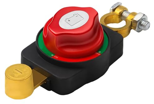 Desconectador de Bateria Coche 12-24V Interruptor de Batería Ajustable 360° Carcasa ON-OFF Cortacorrientes Coche Anticorrosión Compatible con Camión Vehículo Barco Camper Caravana