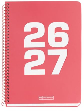Miquelrius Agenda scolaire 2026/2027 1 jour par page A5+, corail