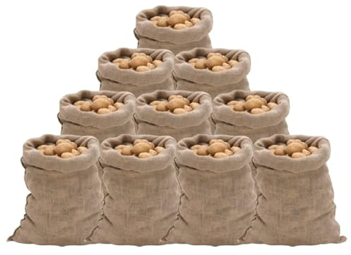 Ziaphsol jutesäckar 10 st. 60 x 105 cm tillverkad av 100 % jute, 220 g/m², naturlig förvaring för mat, trädgård, växtskydd och rustik dekoration