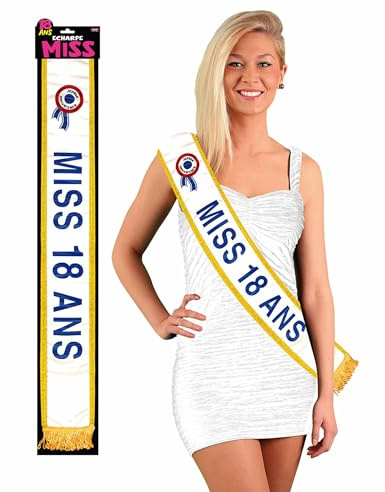 SURPRISEZ VOUS Echarpe Miss 18 Ans 184 cm - Bleu - Taille Unique