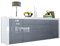 Vladon Sideboard La Paz V2, Made in Germany, Kommode mit 2 Türen, 2 Schubkästen und 2 Klappen, Weiß Hochglanz/Grau Hochglanz/Weiß Hochglanz (200 x 72 x 35 cm)