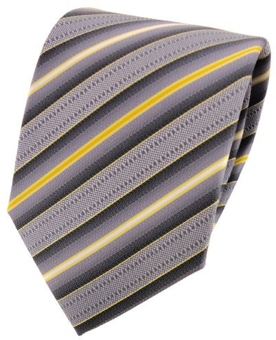 TigerTie Designer Krawatte in gelb grau weiß gestreift