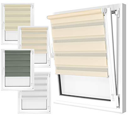 npluseins – Estor Doble (en 4 Colores & en 8 tamaños – con sujeción Fijación en la Ventana ahmen y Fija rieles – kinderleichte 3 de Step Montaje, Beige, ca. 50 x 150 cm