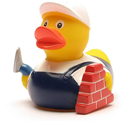 Duckshop I badanka murare I pipande anka I L: 8 cm I inkl. pipande anka – nyckelring i en uppsättning I present byggnadsarbetare I present samlare