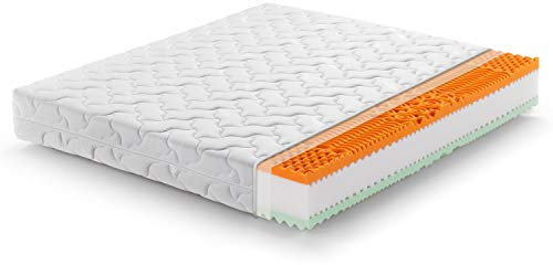 Marcapiuma Doppelmatratze RAINBOW PLUS Bio Soia Visco 160x200 h. 22 cm Orthopädische H3 Fest Viscomatratze Abziehbar Silver Bezug gegen Milbe Made in Italy