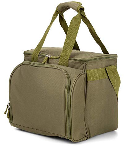 Commando Industries 29 teiliges Outdoor Picknickset mit Kühltasche für 4 Personen (Oliv/35x30x29 cm)