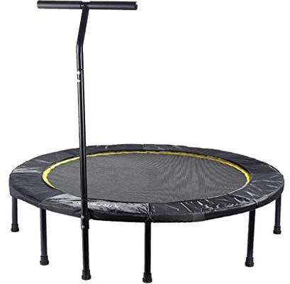 Golvstudsmatta utomhus inomhus bungee sport hoppande fitness enkel montering rund flexibel trampolin med justerbar handtag, fitnesstrampolin för vuxna, ljudlös och säker böjning