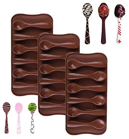 Bamutu Spoon Shape Molds 3 PCS-6 Cavity Chocolate Candy Gummy Molds Food Grade Chocolate Ice Jelly Silicone Mold Homemade Cupcake Candy Bake Ware Baking Tools