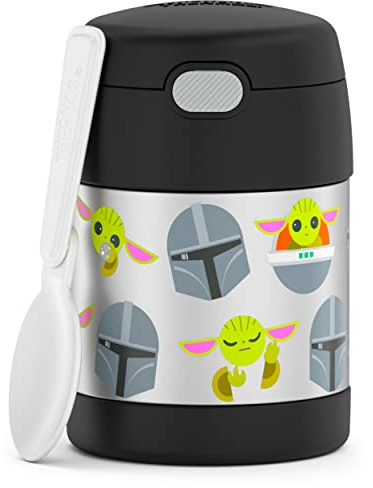 THERMOS FUNTAINER 10 Ounce Stainless Steel Vacuum Insulated Kids Food Jar with Spoon, Mandalorian
