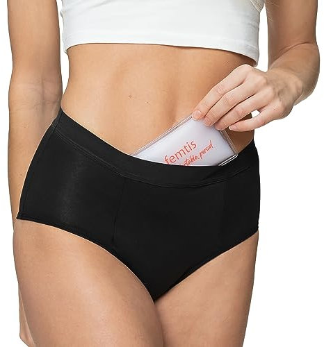 femtis SOFI Periodenunterwäsche Wärme Slip | Endometriose Hilfsmittel | Absorbierend bis zu 9 Tampons | Inklusive 2 Wärmepads | Ultra saugstark | XXS - 6XL | (XS)