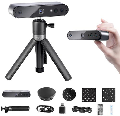 Revopoint Inspire 3D Scanner für 3D-Druck, 0,2 mm Genauigkeit, 18FPS Scangeschwindigkeit Tragbarer 3D-Modell Scanner, stabiles Scannen mit 9-Achsen-IMU, Infrarot 3D-Scanner mit Drehteller