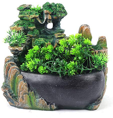 panfudongk Fontana da tavolo in resina cascata da tavolo decorazione gioco d'acqua con meditazione Zen cascata – 100% nuova, in resina senza nebulizzatore, senza luce