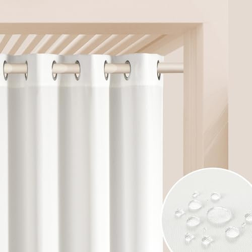 ROOM99 Tenda da giardino con occhielli, 155 x 220 cm, larghezza x altezza, per esterni, resistente alle intemperie, impermeabile, protezione solare, da giardino, antivento, ecru