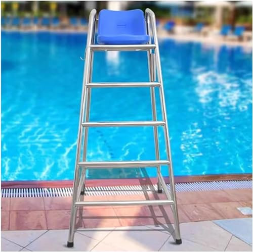 SAFWELAU Taburete alto Escalera para Piscina Elevad Silla de salvavidas de acero inoxidable, 120cm 150cm 180cm Alto Sillas elevadas para salvavidas para adultos de servicio pesado para piscina Patio p