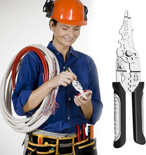 FGXY Wire Strippers, Multifunctional Wire Stripper Crimper Cable Cutter Pliers, Electrical Wire Cutters Cable Stripping Tool, Multipurpose, Used for Cutting, Winding, Pressing, and Splitting Wires
