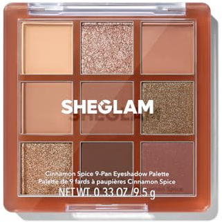 SHEGLAM Lidschattenpalette 9 Farben Ultra-pigmentierte Schimmer Matte Töne, Vegan & Tierversuchsfrei-Cinnamon Spice