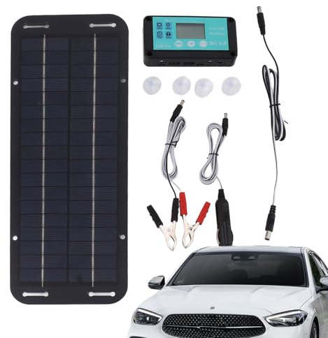 Panel Solar Cargador para Baterías de Vehículos - Resistente al Agua, Compatible con 12V 24V | Kit de Carga Solar para Automóviles, Motocicletas, Camiones y Equipos Exteriores