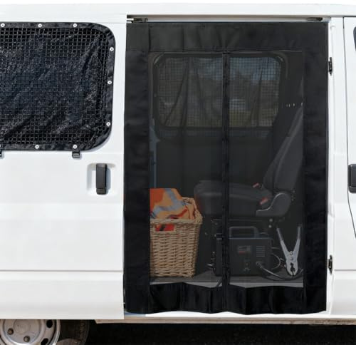 BOPEUY Mosquitera Magnética Puerta, Cortina Mosquitera con Imanes, Cortina Antimoscas Puerta Exterior, para Puertas Laterales de Autocaravanas y Puertas de Balcón, Dormitorio, Cocina -148x115cm, Negro